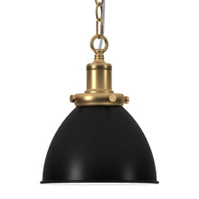 8" Wide Pendant with Metal Shade in Blackened Bronze/Brass/Blackened Bronze
