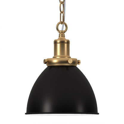 8" Wide Pendant with Metal Shade in Blackened Bronze/Brass/Blackened Bronze