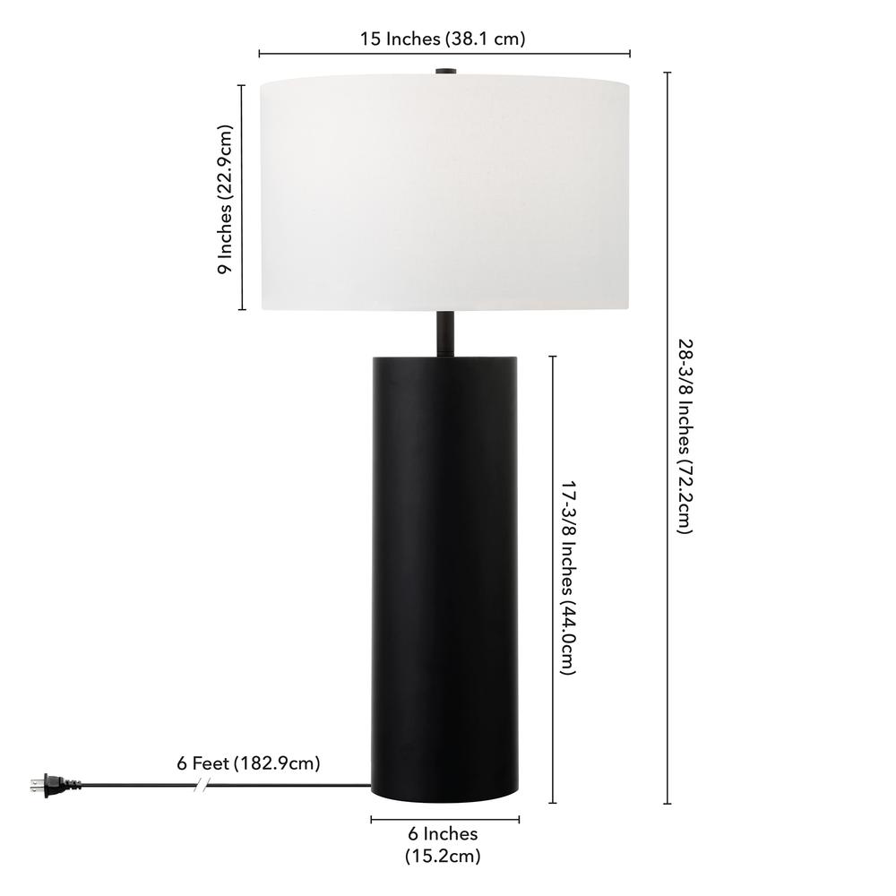 York 29.5" Tall Table Lamp with Fabric Shade in Blackened Bronze/White