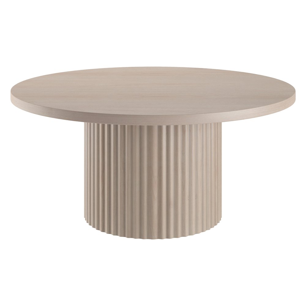 Rollan 32" Wide Round Coffee Table in Alder White