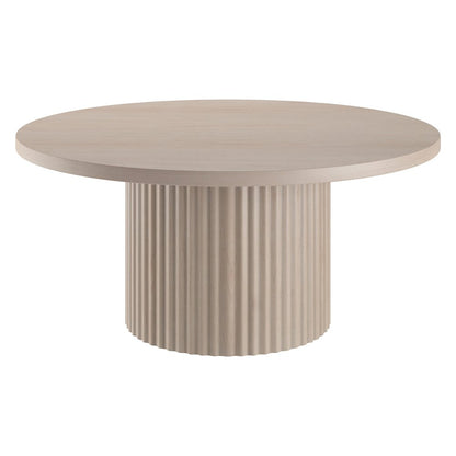 Rollan 32" Wide Round Coffee Table in Alder White