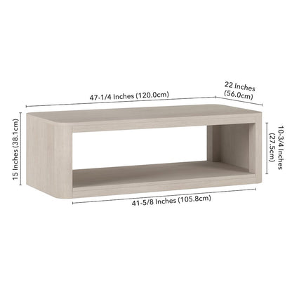Kellan 47" Wide Rectangular Coffee Table in Alder White