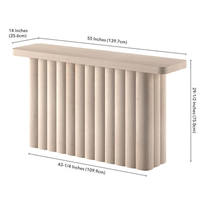 Henn&Hart 55'' Fluted Modern Rectangular Console Table, Ribbed Entryway Table