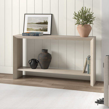 Osman 55" Wide Rectangular Console Table in Alder White