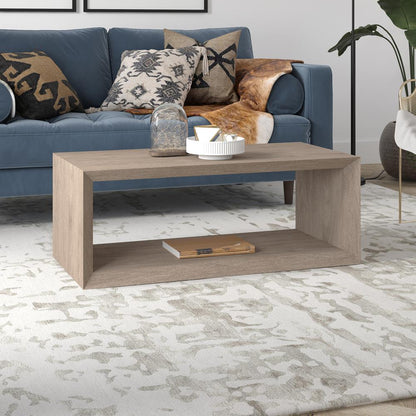 Osmond 48" Wide Rectangular Coffee Table in Antiqued Gray Oak