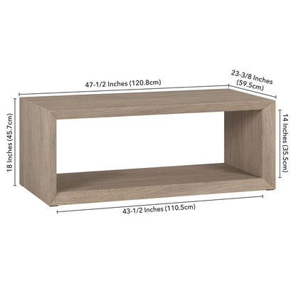 Osmond 48" Wide Rectangular Coffee Table in Antiqued Gray Oak