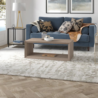 Osmond 48" Wide Rectangular Coffee Table in Antiqued Gray Oak