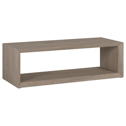 Osmond 58" Wide Rectangular Coffee Table in Antiqued Gray Oak