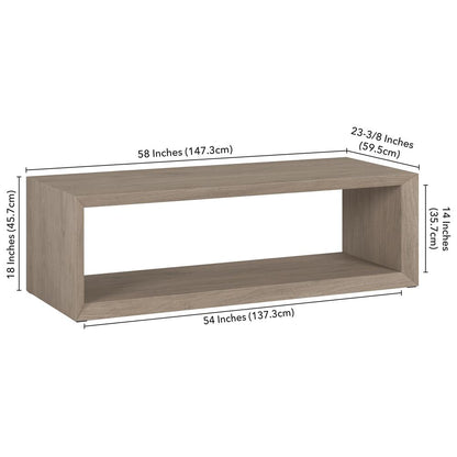 Osmond 58" Wide Rectangular Coffee Table in Antiqued Gray Oak