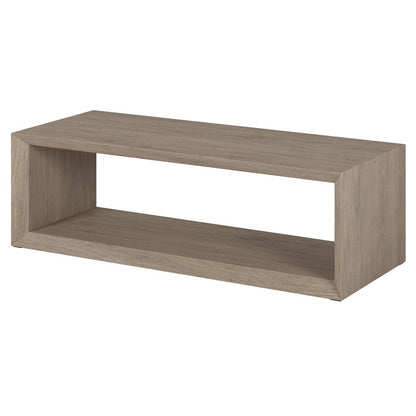 Osmond 58" Wide Rectangular Coffee Table in Antiqued Gray Oak