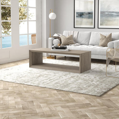Osmond 58" Wide Rectangular Coffee Table in Antiqued Gray Oak