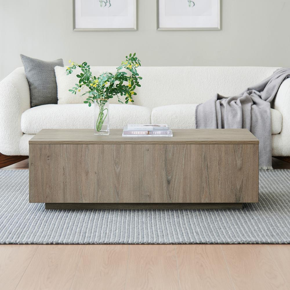 Paxton 48" Wide Rectangular Coffee Table in Antiqued Gray Oak
