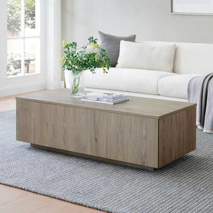 Paxton 48" Wide Rectangular Coffee Table in Antiqued Gray Oak