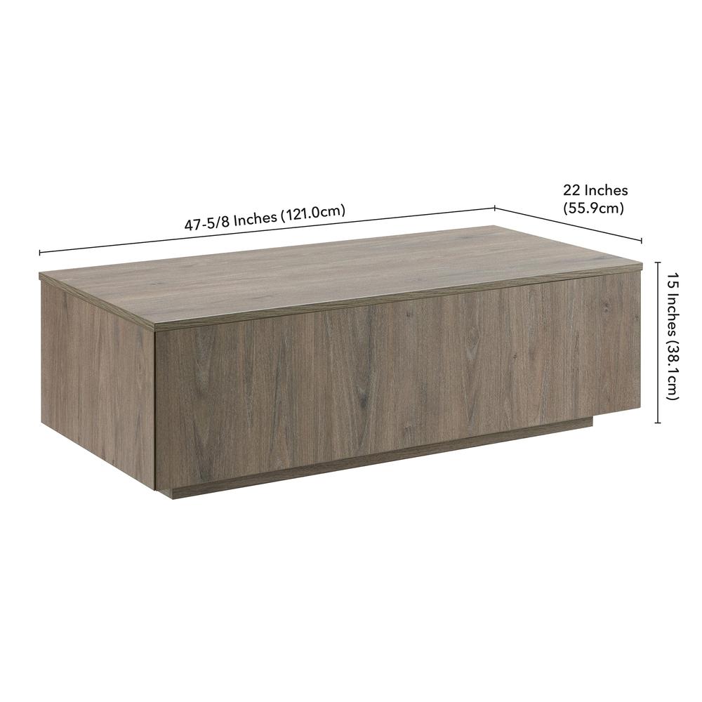 Paxton 48" Wide Rectangular Coffee Table in Antiqued Gray Oak