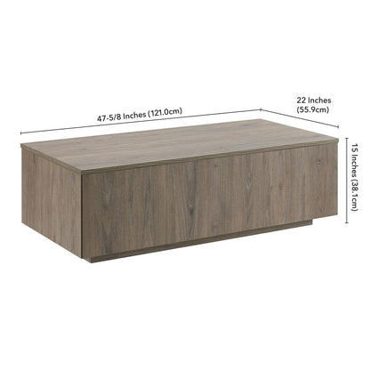 Paxton 48" Wide Rectangular Coffee Table in Antiqued Gray Oak