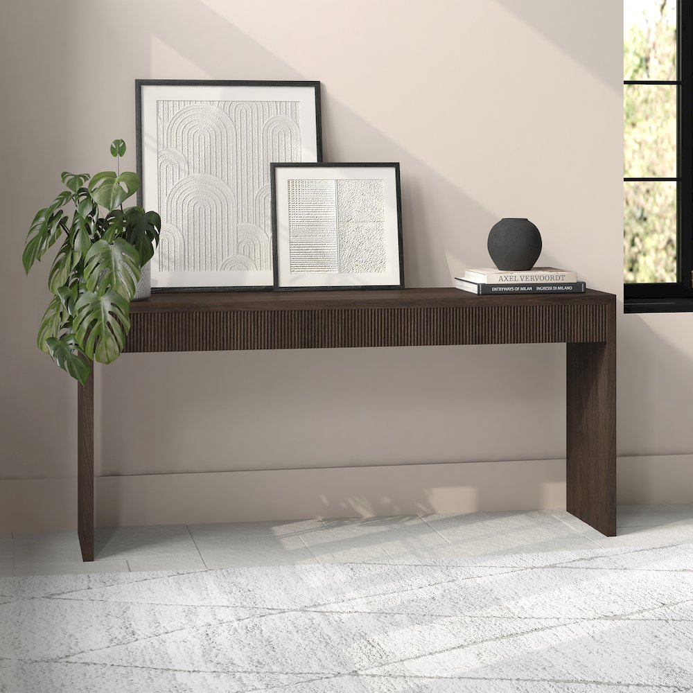 Lawrence 64" Wide Rectangular Console Table in Alder Brown
