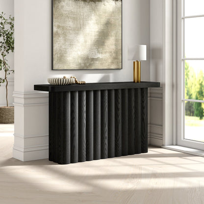 Henn&Hart 55'' Fluted Modern Rectangular Console Table, Ribbed Entryway Table
