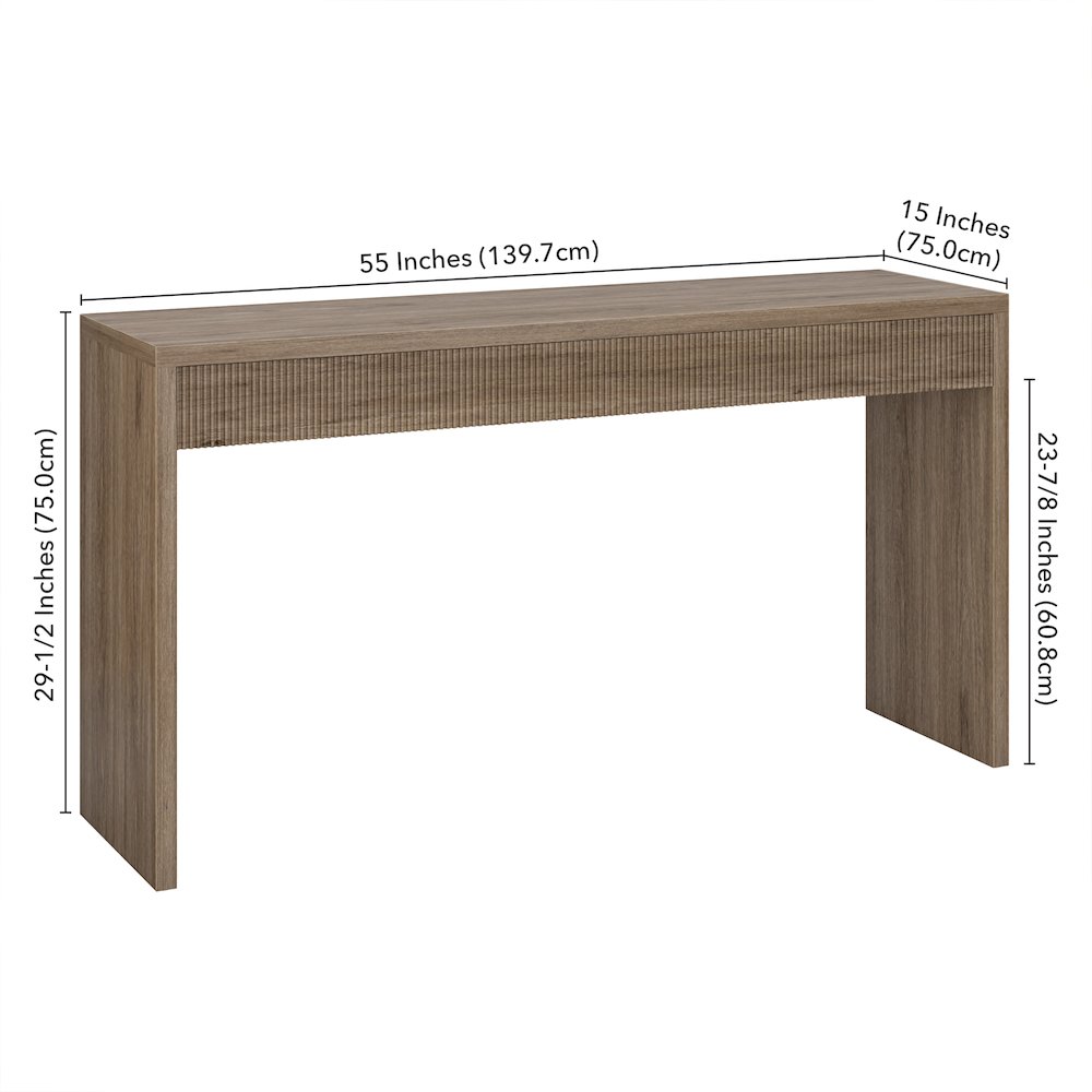 Lawrence 55" Wide Rectangular Console Table in Antiqued Gray Oak