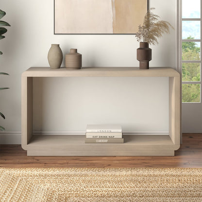 Henn&Hart 55" Modern Rectangular Console Table with Plinth Base and Open