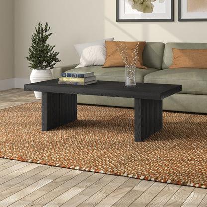 Soren 48" Wide Rectangular Coffee Table in Black Grain