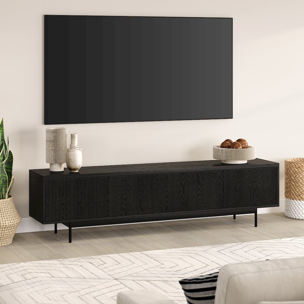 Whitman Rectangular TV Stand for TV's up to 85" in Black Grain