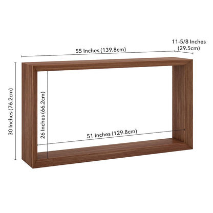 Osmond 55" Wide Rectangular Console Table in Satin Walnut