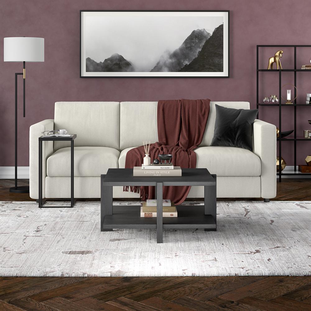 Ingrid 35" Wide Square Coffee Table in Charcoal Gray