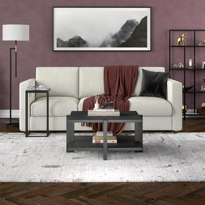 Ingrid 35" Wide Square Coffee Table in Charcoal Gray
