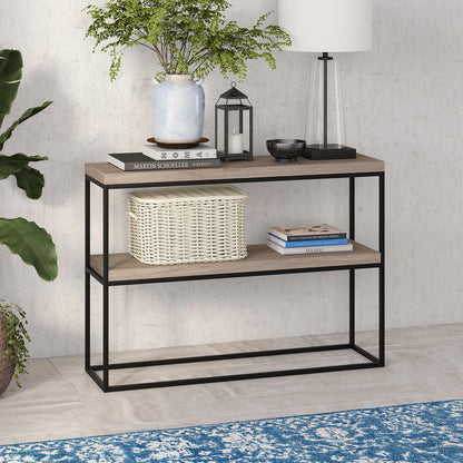 Edmund 42'' Wide Rectangular Console Table in Antiqued Gray Oak