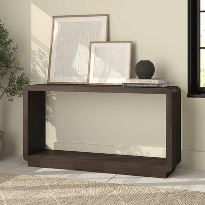Henn&Hart 55" Modern Rectangular Console Table with Plinth Base and Open
