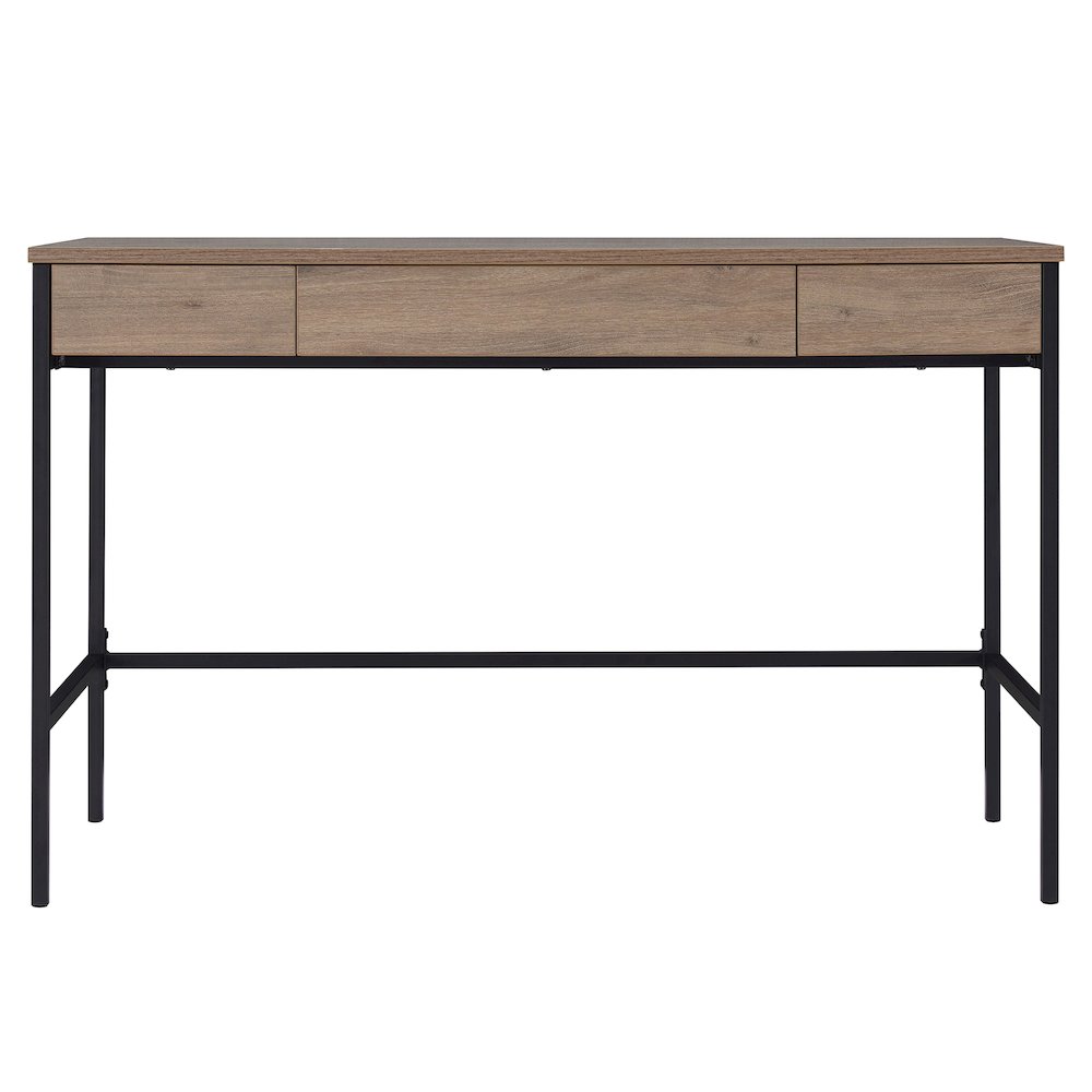 48" Computer Desk Writing Table with 3 Storage Drawers, Weathered Gray