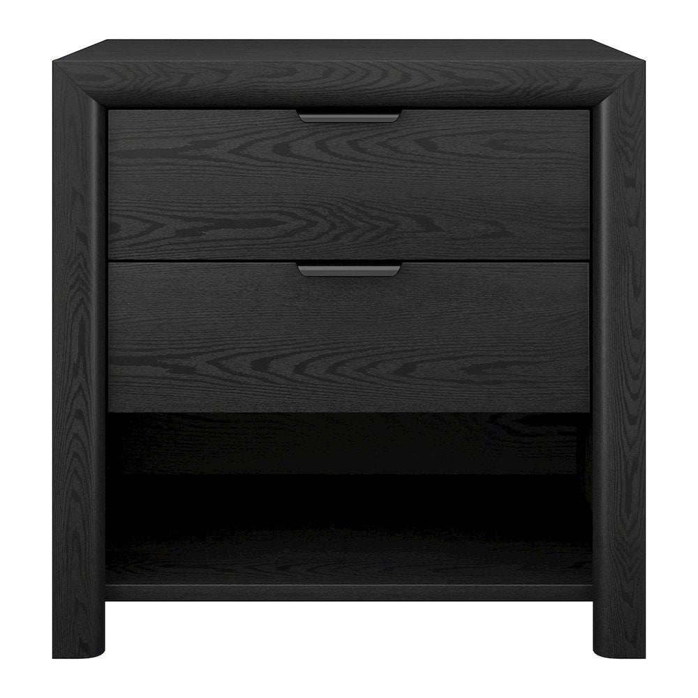 Henn&Hart 24" Modern Wooden Rectangular Nightstand, Side Table with 2 Storage