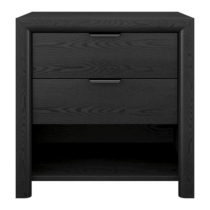 Henn&Hart 24" Modern Wooden Rectangular Nightstand, Side Table with 2 Storage