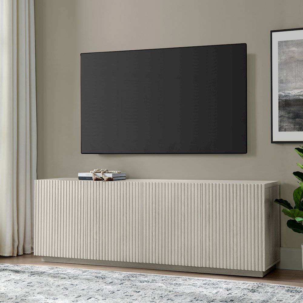 Tyler Rectangular TV Stand for TV's up to 78" in Alder White