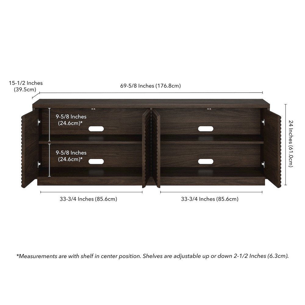Tullis Rectangular TV Stand for TV's up to 78" in Alder Brown