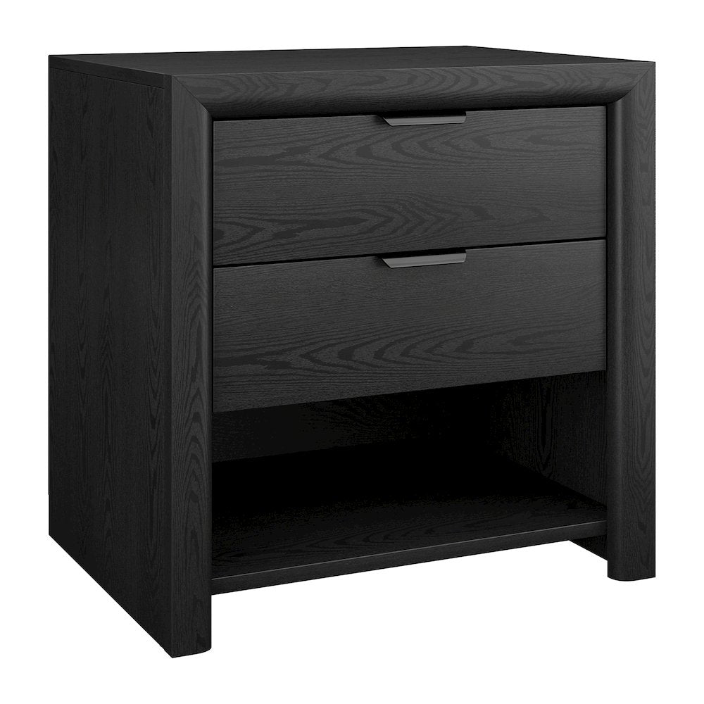 Henn&Hart 24" Modern Wooden Rectangular Nightstand, Side Table with 2 Storage