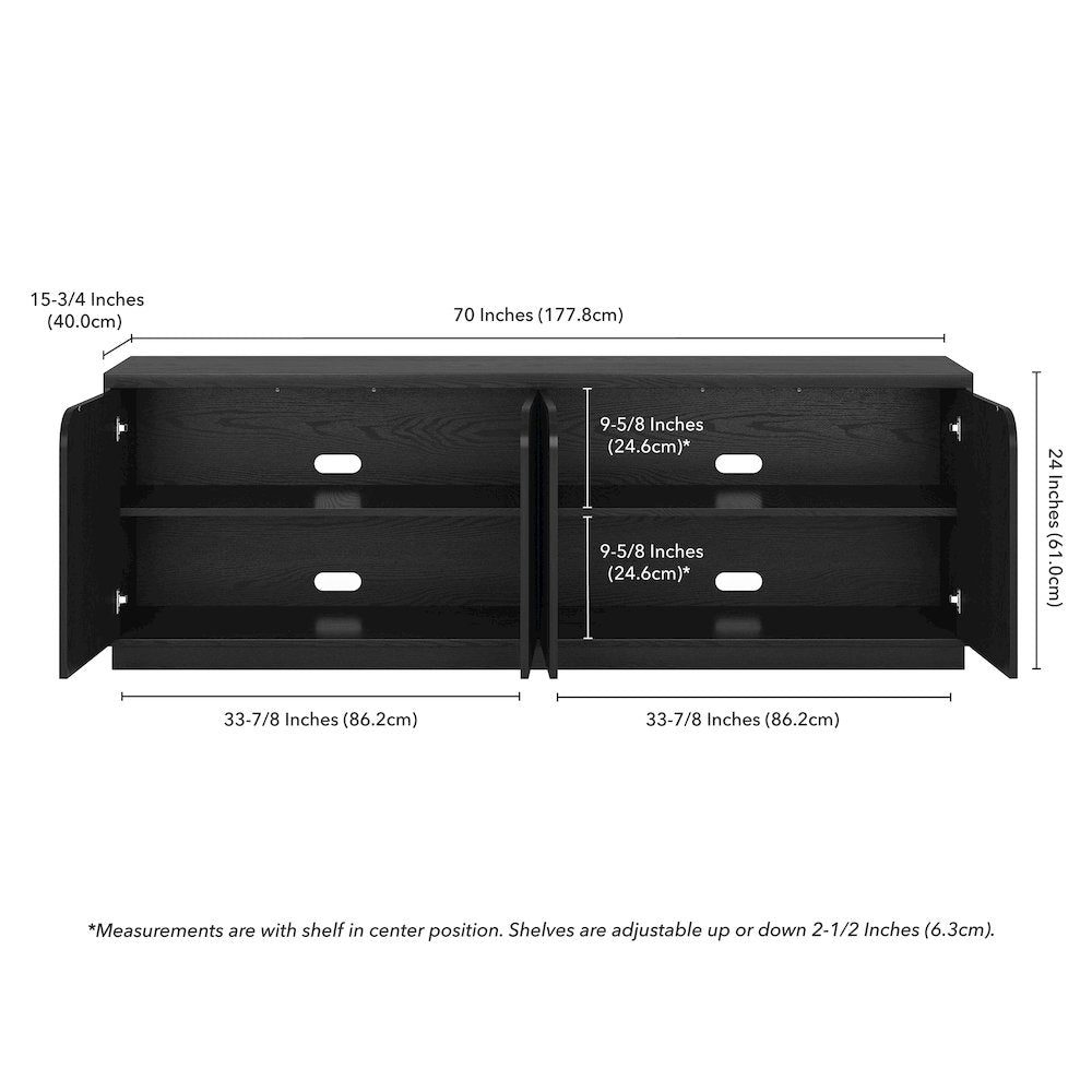 Fitzroy Rectangular TV Stand for TV's up to 78" in Black Grain