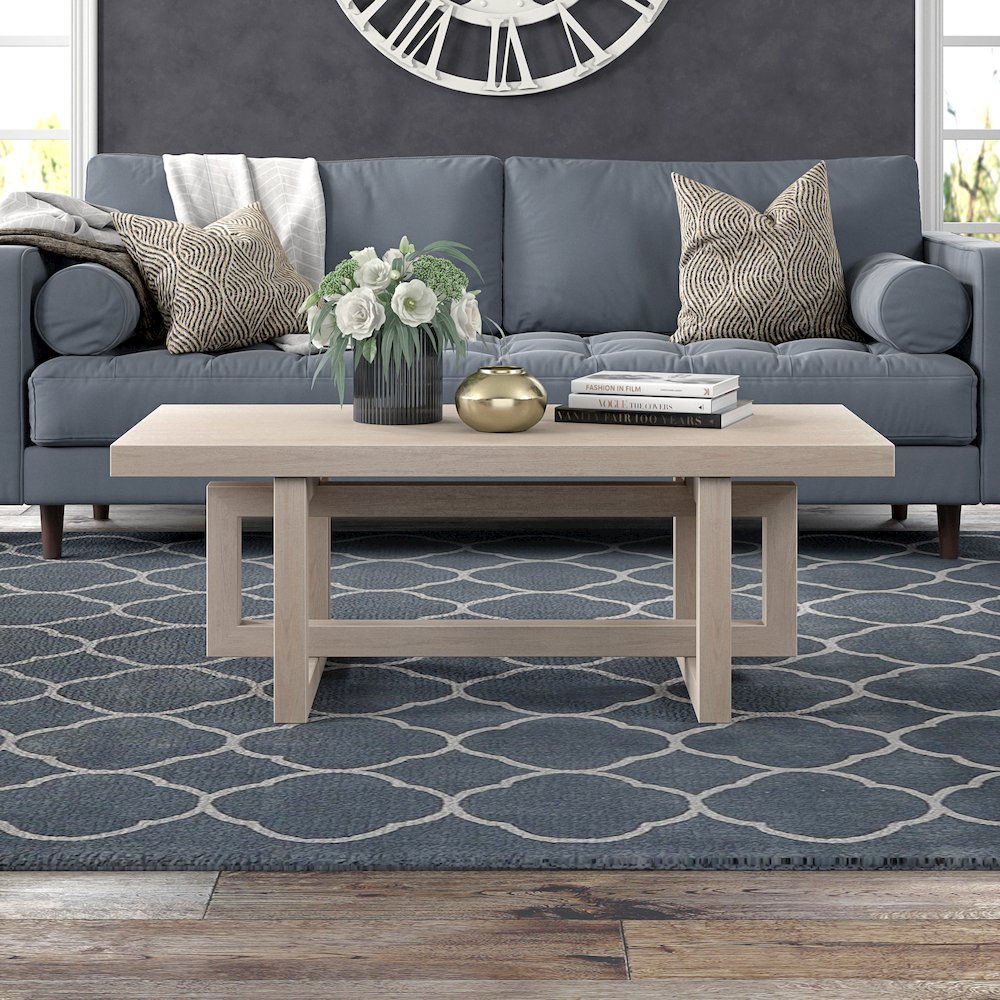 Breslow 47" Wide Rectangular Coffee Table in Alder White