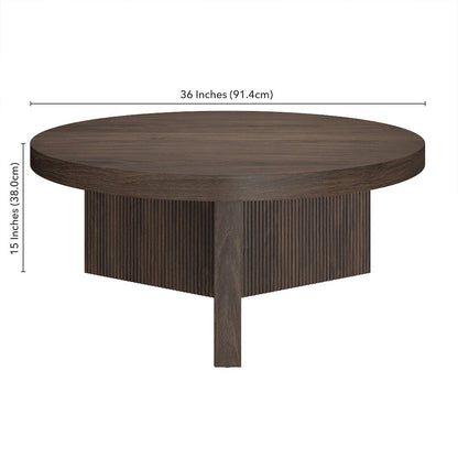 Holm 36" Wide Round Coffee Table in Alder Brown