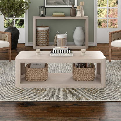 Kellan 47" Wide Rectangular Coffee Table in Alder White