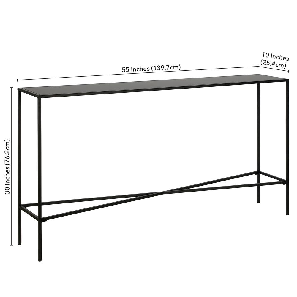 Henley 55'' Wide Rectangular Console Table with Metal Top in Blackened Bronze