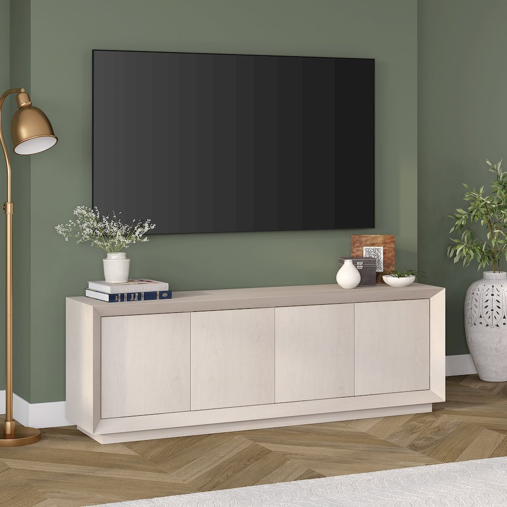 Oswald Rectangular TV Stand for TV's up to 75" in Alder White