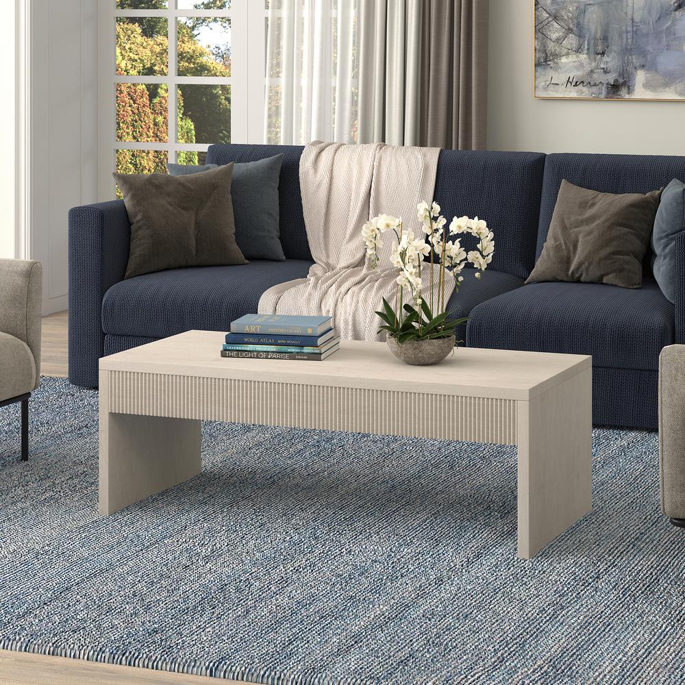 Lawrence 48" Wide Rectangular Coffee Table in Alder White