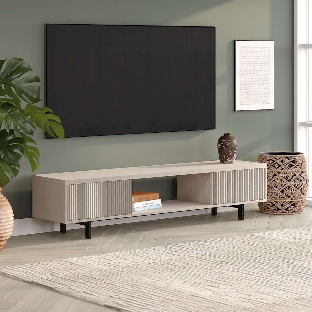 Lucien Rectangular TV Stand for TV's up to 78" in Alder White