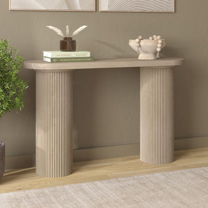 Henn&Hart 55" Wooden Rectangular Fluted Console Table, Ribbed Entryway Table