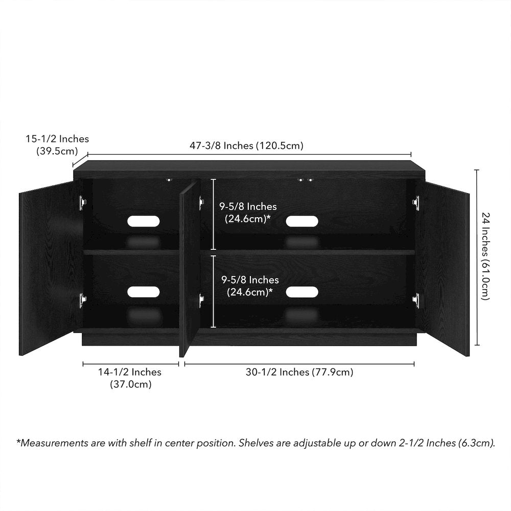 Hanson Rectangular TV Stand for TV's up to 50" in Black Grain