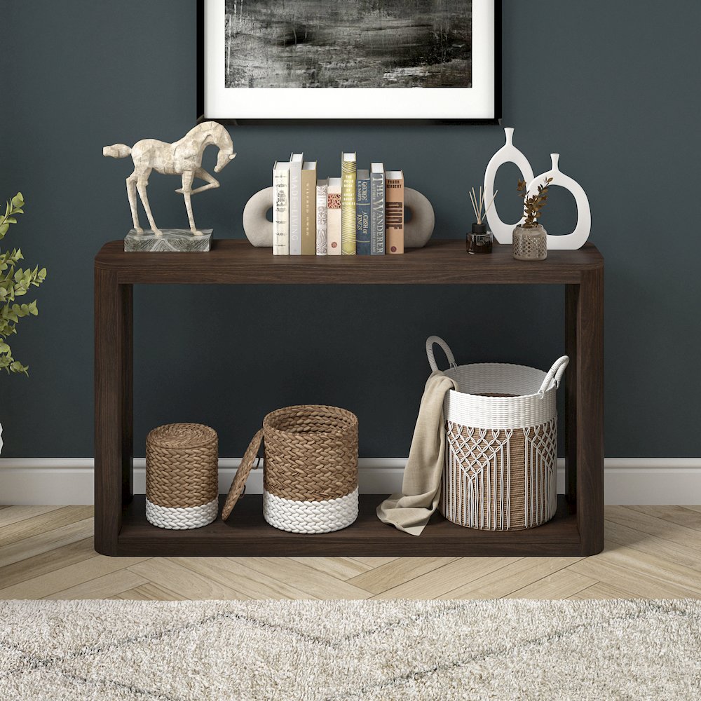 Kellan 52" Wide Rectangular Console Table in Alder Brown