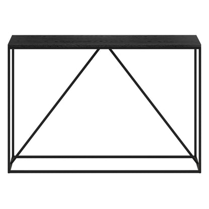 Nia 45" Wide Rectangular Console Table in Blackened Bronze/Black Grain