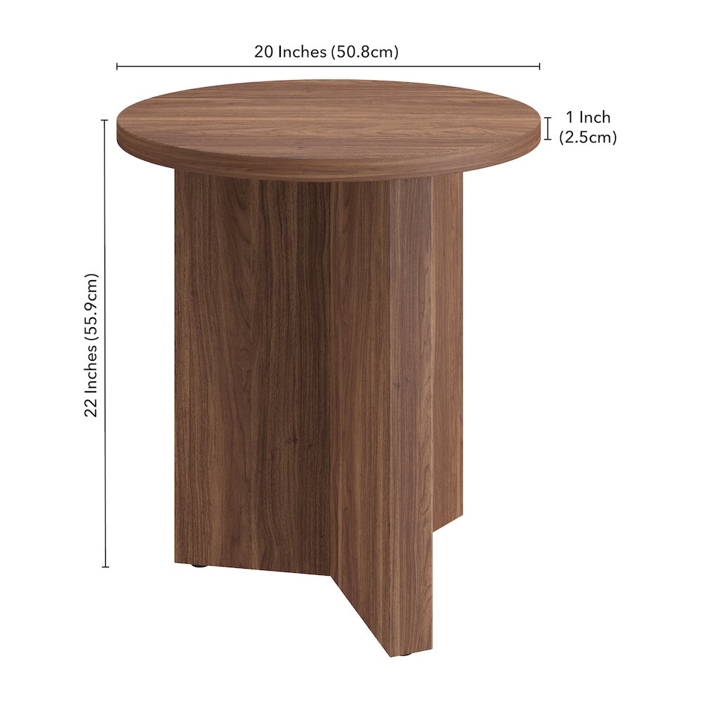 Anders 20" Wide Round Side Table in Satin Walnut