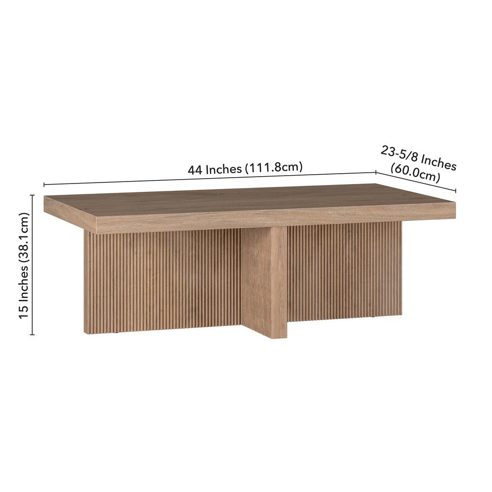 Holm 44" Wide Rectangular Coffee Table in Antiqued Gray Oak